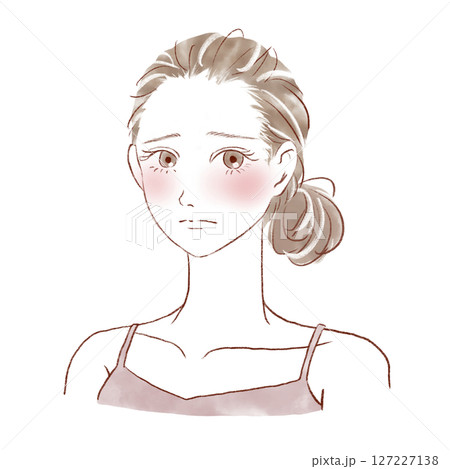 悲しい表情でこちらを見ている美容女性 悲しい表情でこちらを見ている美容女性 127227138