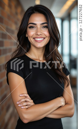 Hispanic Female Collective Intelligence Latina, 35s, wisdom-network attire, connecting diverse minds, collaborative expression, transparent background. 127227682