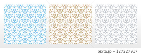 Collection of flower geometric patterns. Seamless vector backgrounds. Colored ornaments. Ornament for fabric, wallpaper, packaging. Decorative prints Collection of flower geometric patterns. Seamless vector backgrounds. Colored ornaments. Ornament for fabric, wallpaper, packaging. Decorative prints 127227917