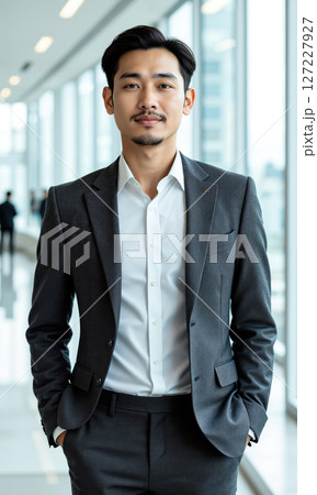 Asian Male Customer Experience Asian man, 40s, user-centric attire, enhancing journey visualization, experience colors. 127227927