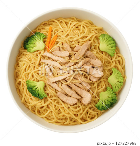 Yakisoba - Stir-fried noodles with vegetables, pork, or chicken, seasoned with a savory sauce. The noodles are chewy, and 127227968