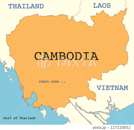 Detailed Vector Map of Cambodia and Surrounding Countries 127228052