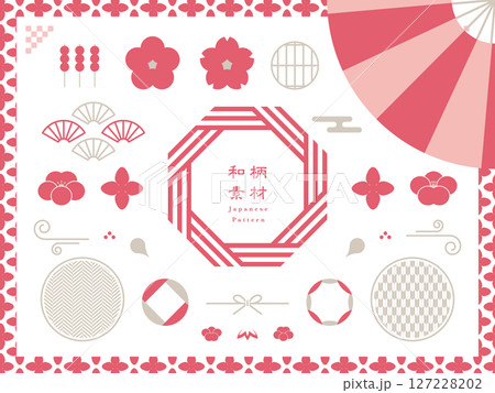 和風な春のフレームと装飾アイコン 127228202