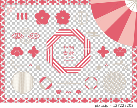 和風な春のフレームと装飾アイコン 127228202