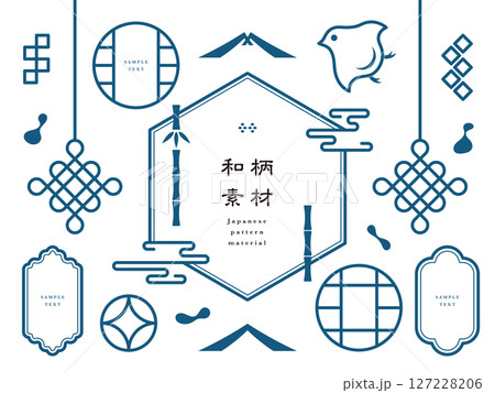 和のデザインフレームと装飾アイコン 127228206
