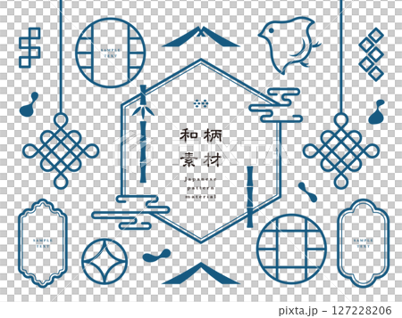 和のデザインフレームと装飾アイコン 127228206
