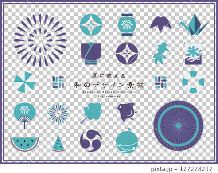 夏季可用的日式設計材料 127228217