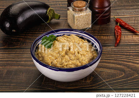 Eggplant dip - Mutabal with tahini paste 127228421