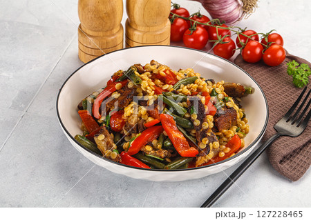 Eastern cuisine - Ptitim with beef and vegetables 127228465