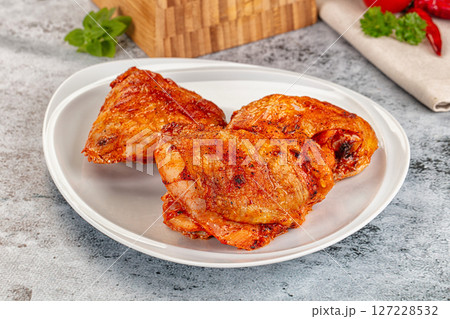 Baked marinated crispy chicken tighs 127228532