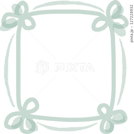 グリーンのクローバーの手描きハーフトーンフレームイラスト 127228932