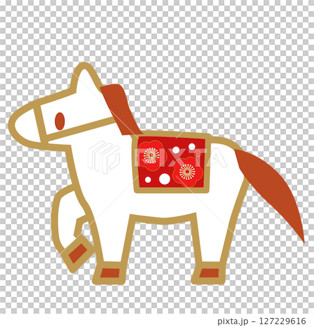 馬圖示插圖新年賀卡材料 127229616