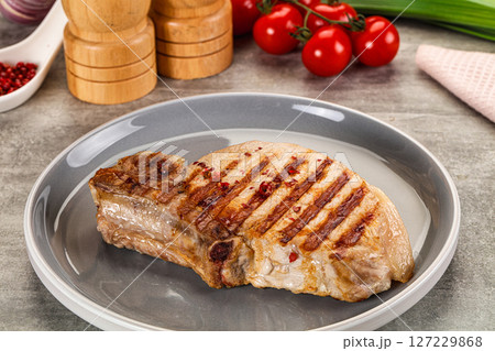 Grilled pork loin steak with bone Grilled pork loin steak with bone 127229868