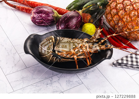 Raw wild fresh spiny lobster 127229888