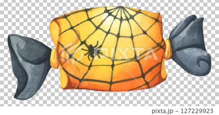 Watercolor Cute Halloween Wrapped Candy. Confectionery for Holiday Packaging and Party Decor. Trick or Treat Candy Illustration. Watercolor Cute Halloween Wrapped Candy. Confectionery for Holiday Packaging and Party Decor. Trick or Treat Candy Illustration. 127229923