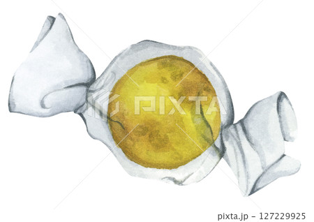 Watercolor Cute Halloween Wrapped Candy. Confectionery for Holiday Packaging and Party Decor. Trick or Treat Candy Illustration. 127229925