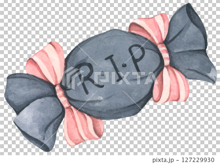 Watercolor Cute Halloween Wrapped Candy. Confectionery for Holiday Packaging and Party Decor. Trick or Treat Candy Illustration. 127229930