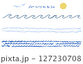 手描き風の波模様と海のライン素材セット｜波,海,水,ライン,手描き 127230708