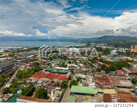 City of Cagayan de Oro with modern buildings and resident area. Northern Mindanao, Philippines. 127231254