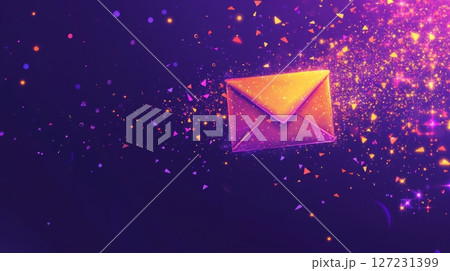 Purple envelope with bright yellow envelope on top on a white background 127231399