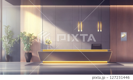 Modern bathroom featuring a stylish bathtub and a decorative indoor plant for relaxation 127231446
