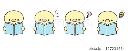 本を読む可愛いひよこのイラストセット 127231684