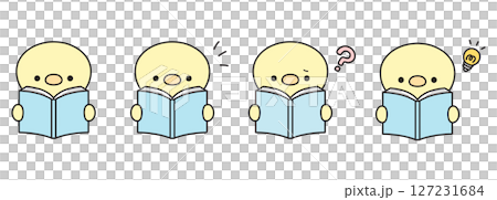 本を読む可愛いひよこのイラストセット 127231684