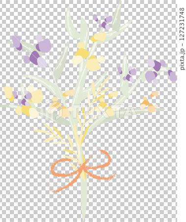 紫色と黄色の小花のブーケ 127231748