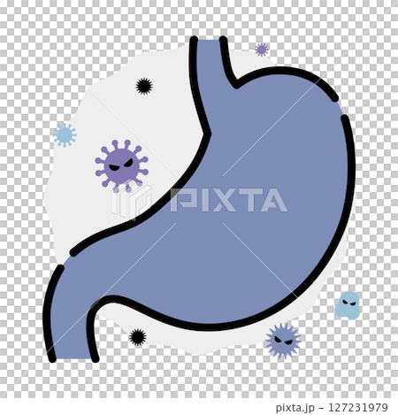 Stomach infected with bacteria or viruses 127231979