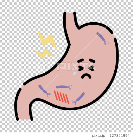 ピロリ菌に侵された胃のキャラクター ピロリ菌に侵された胃のキャラクター 127231994