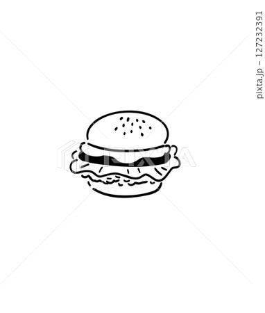 ハンバーガーの手書きイラスト|線画 ハンバーガーの手書きイラスト|線画 127232391