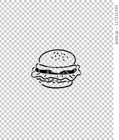ハンバーガーの手書きイラスト|線画 ハンバーガーの手書きイラスト|線画 127232391