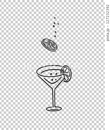 カクテルの手書きイラスト｜線画 127232392