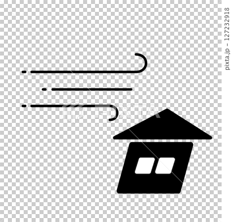 Illustration of a house vulnerable to strong winds Illustration of a house vulnerable to strong winds 127232918