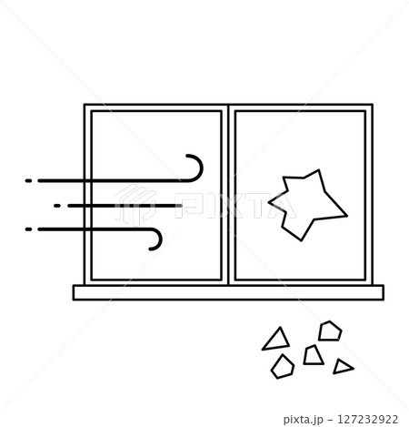 強風で窓が割れたイラスト 強風で窓が割れたイラスト 127232922