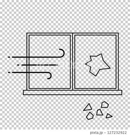 強風で窓が割れたイラスト 強風で窓が割れたイラスト 127232922