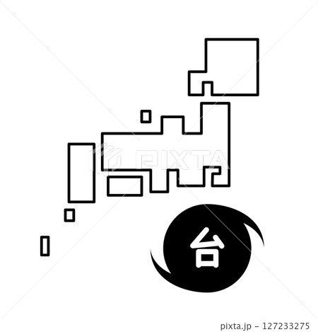 日本に台風が近づいているイラスト 日本に台風が近づいているイラスト 127233275