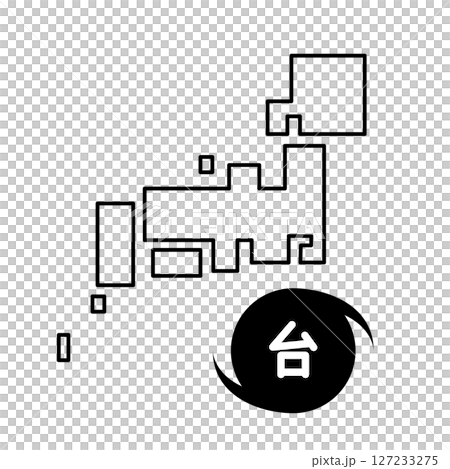 日本に台風が近づいているイラスト 日本に台風が近づいているイラスト 127233275