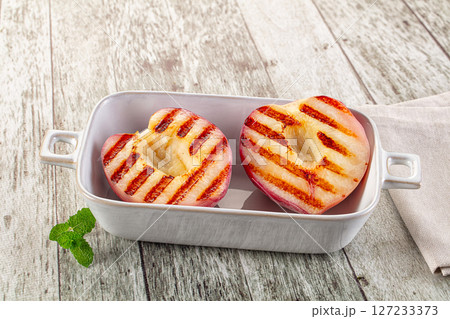 Sweet grilled peaches dietary dessert 127233373