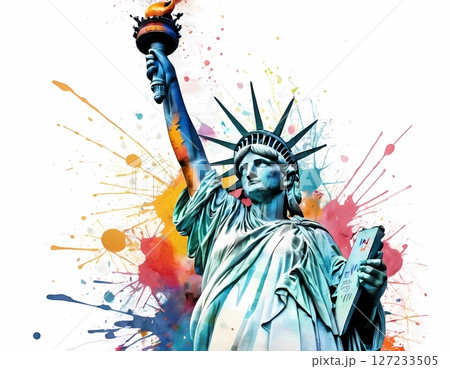 Colorful Abstract Statue of Liberty Illustration  Modern Pop Art Style. perfect for t-shirt, banners Colorful Abstract Statue of Liberty Illustration  Modern Pop Art Style. perfect for t-shirt, banners 127233505