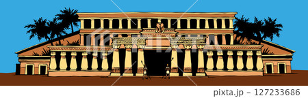 Vector Drawing. Ancient Egyptian Palace 127233686