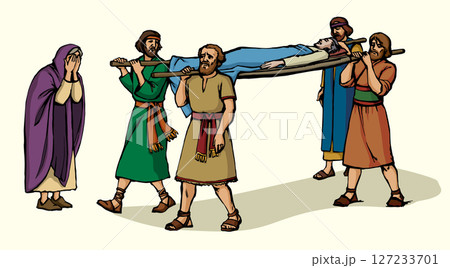 Vector drawing. Funeral of the man 127233701