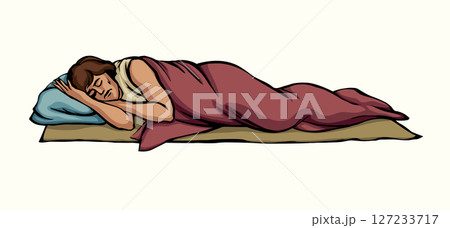 Vector drawing. Ancient sleeping man 127233717