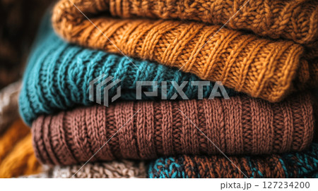 Cozy Folded Knitted Sweaters in Warm Autumn Colors 127234200