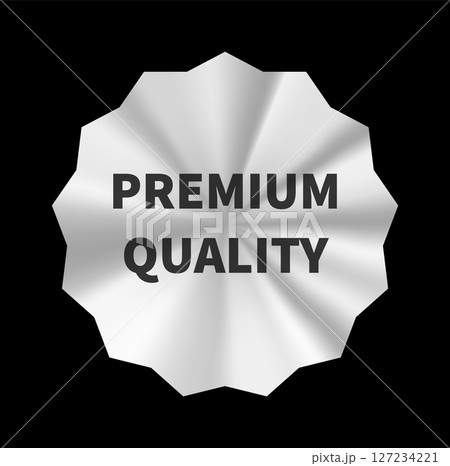 Silver metallic Premium Quality label. Ideal for advertising, ecommerce, and business branding. Silver metallic Premium Quality label. Ideal for advertising, ecommerce, and business branding. 127234221