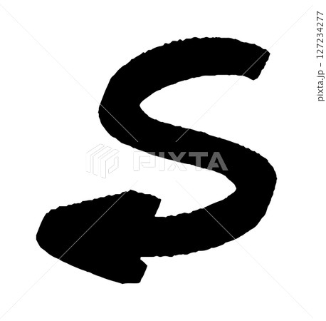 Grunge arrow. Abstract brush paint symbol. Vector ink element 127234277