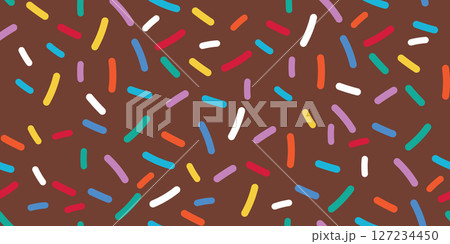 Colorful Sweet Sprinkle Donut Texture with Seamless Candy Background Featuring Tiny Rainbow Sugar Vermicelli and Dessert Glaze for Creative Fun Confectionery Design and Decoration 127234450