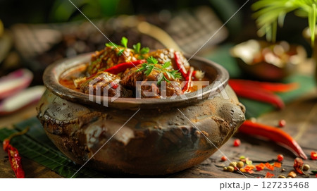 Indonesian rendang, a flavorful stew of...のイラスト素材 [127235468] - PIXTA