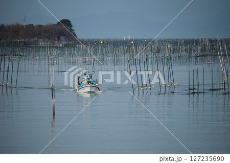 大牟田市　有明海　海苔畑、 127235690