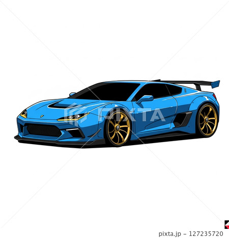 鮮烈な青のスーパーカー！ゴールドホイールが輝くSNSアイコン 127235720